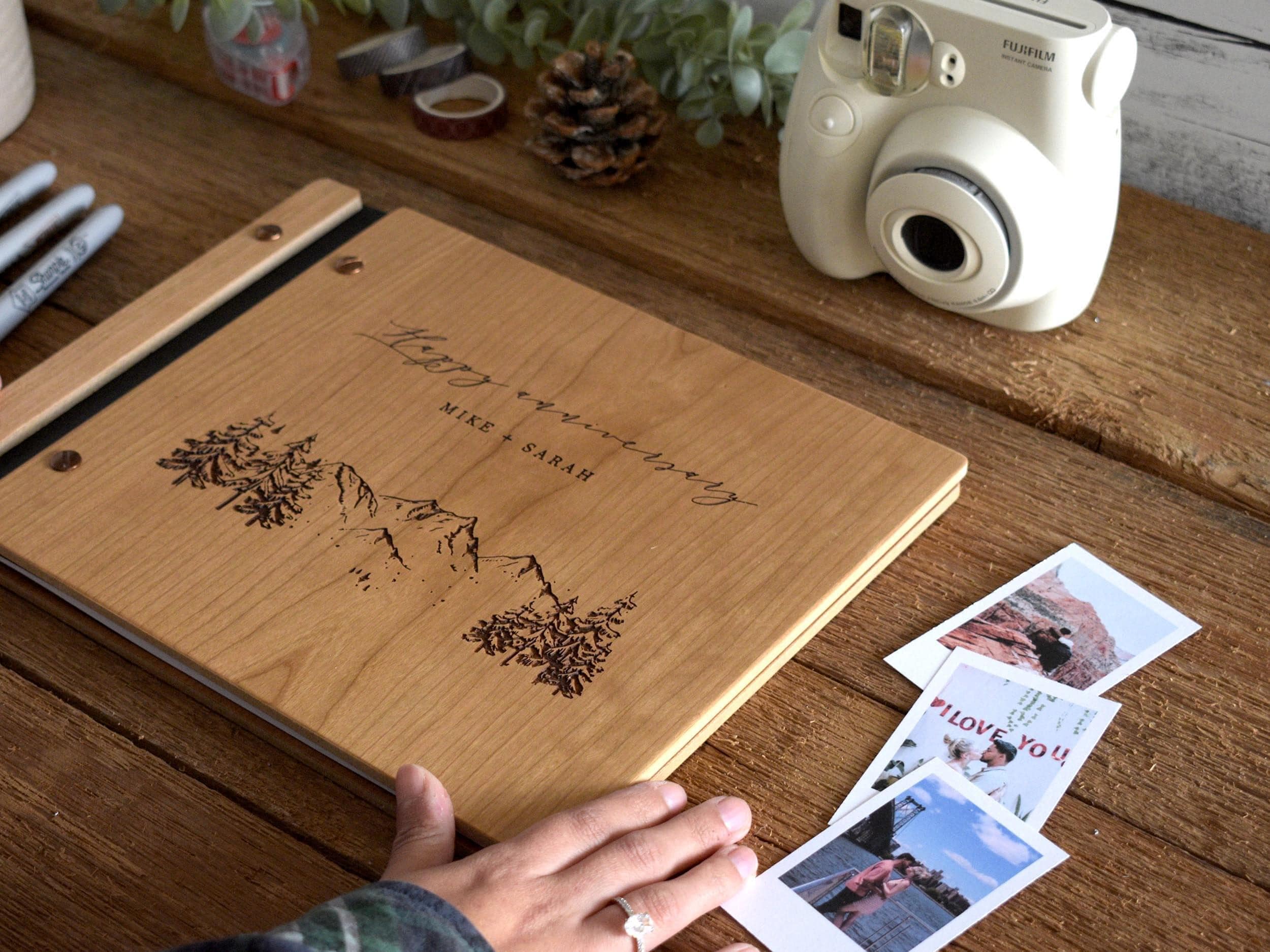 Engraved Wooden Anniversary Album - Personalized 1st Anniversary Gift
