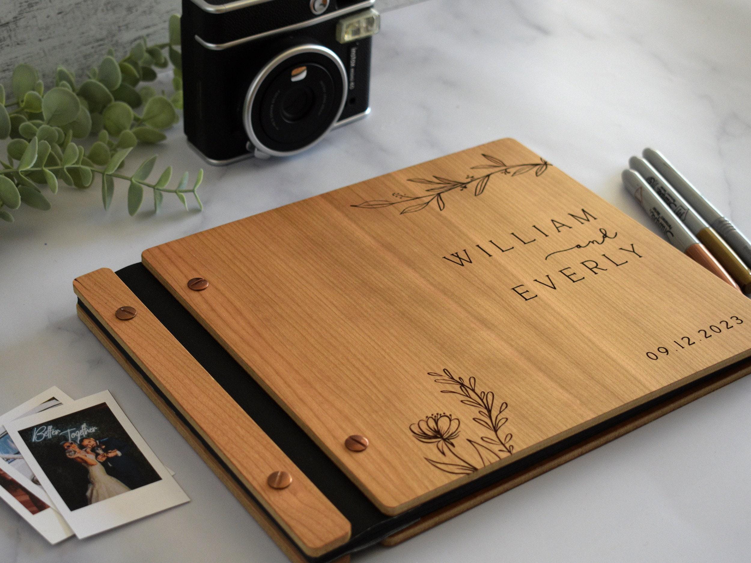 Wooden Wedding Guest Book - Personalized Laser Engraved, Perfect for Photos and Heartfelt Messages, Photobooth, Photo Album, Wedding Album