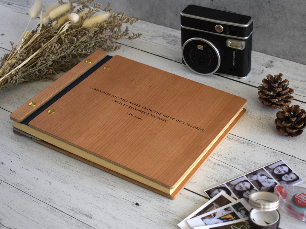 Photo Booth Album, Wooden Guest Book, Photobooth Guestbook, Personalized Photo Album, Quote Themed Scrapbook Gift for him and her